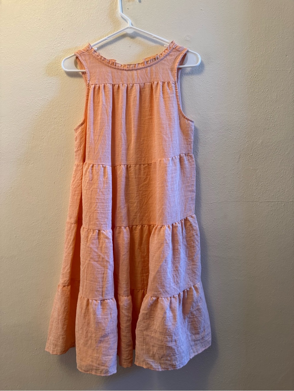 Falls Creek Peach Tiered Gauze Dress Sleeveless Boho Midi Size S
